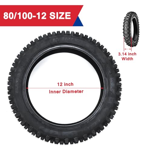 Dirt Bike Rear 80/100-12 3.00-12 Front 60/100-14 2.50-14 Tire and Inner Tube for PW80 CRF70 CRF110 XR70 KLX110 TTR90 TTR110 RM60 RM65 DRZ110 TaoTao DB14 SSR Apollo Coolster Pit Bike Motorcycle