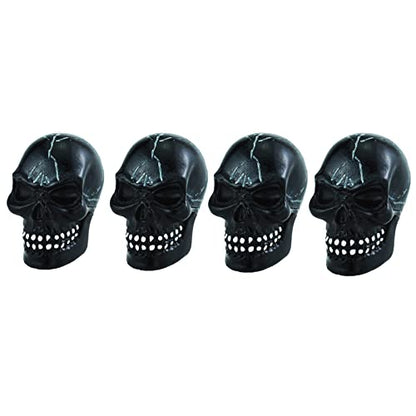 Skull Car Tire Rim Caps Skeleton Bike Wheel Air Valve Stem Covers for Most Vehicles Bicycles Motorcycles, Black - color: Black
