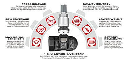 Autel MaxiTPMS MX Sensor 8pcs Pack Metal Stem 315/433MHz TPMS Sensor Universal Tire Sensor Programmed by TPMS Tool TS401 TS408 TS501 TS508 TS601 TS608 MK808TS MX808TS MS906TS ITS600 - size: 8pcs 1-Sensor M