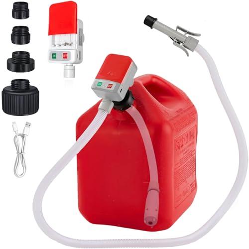 Automatic Fuel Transfer Pump with Auto-Stop Sensor | Stop Lifting Heavy Cans | 51” Extra Long Hose | 3.2GPM Gasoline Transfer Pump | Battery & USB Powered | 4 Can Adapters for Gas, Diesel, Oi - color: Automatic