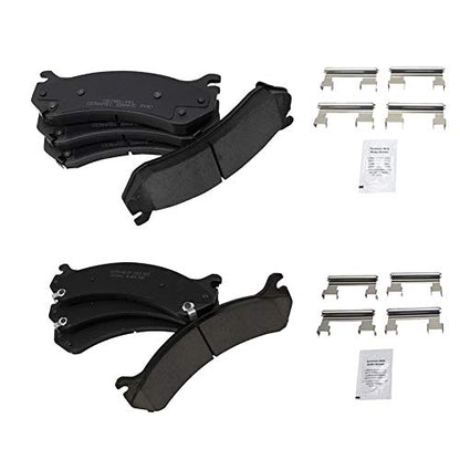 TRQ Front and Rear Brake Pad Set Ceramic Hardware - color: Ceramic, size: BFA12934