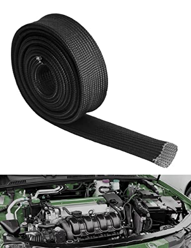 Wire Heat Shield Automotive Heat Shield Sleeve Fuel Line Heat Shield Auto Hose Spark Plug Wire Cover Protectors Boots Roll 2500 Degree for Car&Auto Wire Loom Brake Cable (Black1/2"I.D.X10FT) - color: Black, size: 1/2" I.D.X10FT