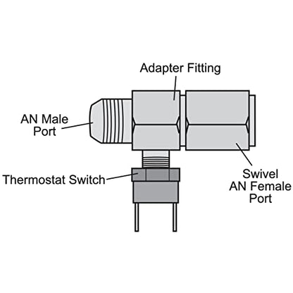 American Volt Engine Transmission Oil Cooler Inlet Hose In-Line Thread-On AN Fitting Adapter Thermostat Temperature 12 Volt Electric Cooling Fan Switch Sensor (180'F On - 165'F Off, 8AN) - size: 8AN, style: 180'F On - 165'F Off
