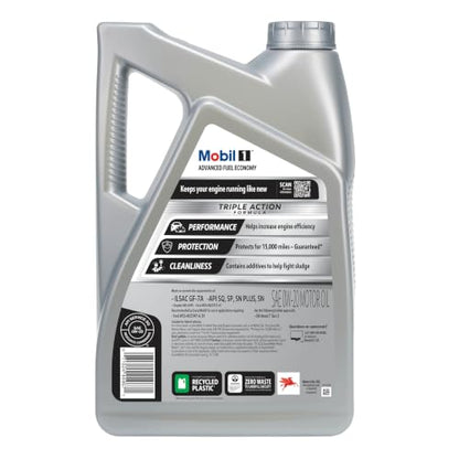 Mobil 1 Advanced Fuel Economy Full Synthetic Motor Oil 0W-20, 5 Quart