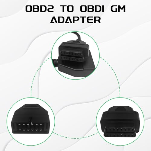 OBD1 Scanner, OBD1 to OBD2 GM Adapter, OBD 1 Scanner Cable Code Reader OBD1 12 Pins to OBD2 OBD II 16 Pins Socket Scan Diagnostic Extension Tool Cable Connector Replacement for GM Popular