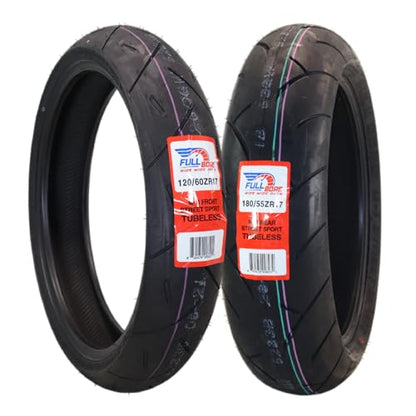 FULL BORE M1 Front Rear Motorcycle Tire Set 120/60ZR17 180/55ZR17 2 Pack - size: 180/55ZR17/ 120/60ZR17