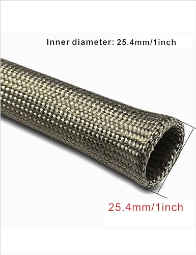 Fuel Line Heat Shield Wire Heat Shield Heat Shield Sleeve Auto Hose Spark Plug Wire Heat Shield diesel heater exhaust sleeve 2500 Degree for Car&Auto Wire Loom Brake Cable (1"IDX10',Titanium) - color: Titanium, size: 1" IDX10'