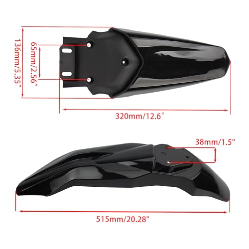 Motorcycle Fender Assembly Set Mudguard Number Plate Compatible with Talaria Sting MX3 MX4 Electric Dirt Bike Black - color: Front Tail Fender, size: Plastic