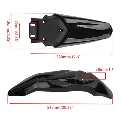 Motorcycle Fender Assembly Set Mudguard Number Plate Compatible with Talaria Sting MX3 MX4 Electric Dirt Bike Black - color: Front Tail Fender, size: Plastic