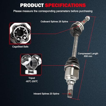 CV Axle 66-5266 for Toyota Prius 1.5L 2004-2009 Front Left Driver FWD - size: 17-9982
