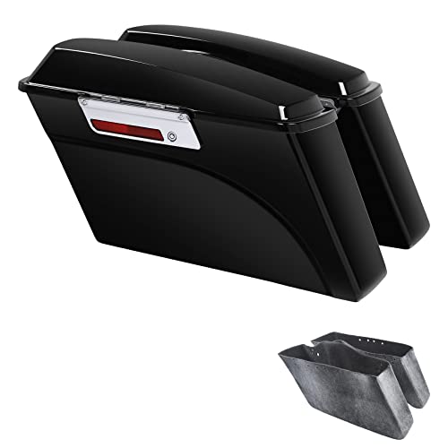 XFMT Motorcycle Saddlebags Hard Saddle Bags For Harley Touring 1993-2013 - color: Vivid Black W/ Chrome Latches, size: Standard