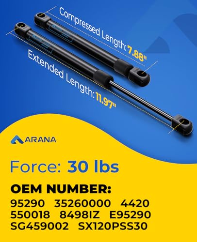 ARANA 4420 SX120P-30 12 inch 30lb Gas Struts for Camper Shell, 2Pcs - size: 12IN 30LB