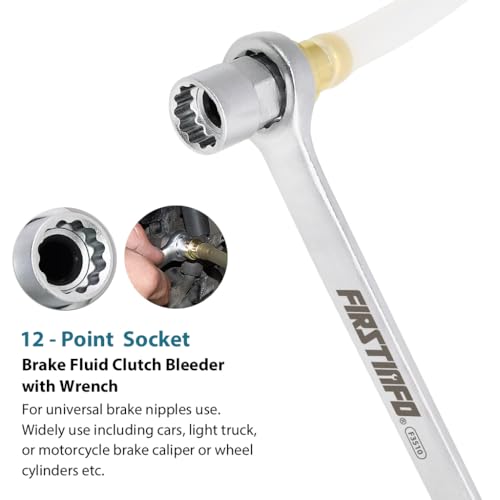 FIRSTINFO F3510 Mini 10mm Brake Fluid Clutch Bleeder Hose with 12 Point Wrench and Check Valve for Brake Bleeding & Hydraulic Clutch Systems - size: 10mm