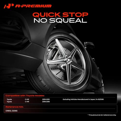 A-Premium Front and Rear Ceramic Brake Pads Compatible with Toyota