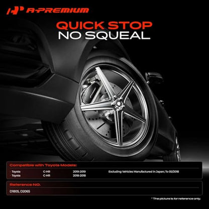 A-Premium Front and Rear Ceramic Brake Pads Compatible with Toyota