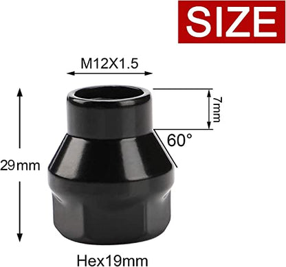 12x1.5 Extended (ET) Lug Nuts, Black, 24PCS - color: Black, size: 1.1inch