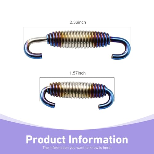 2 PCS Motorcycle Exhaust Pipe Spring, 40 mm-60 mm Stainless Steel Spring Hooks, Motorcycle Exhaust Muffler Springs, Universal for Motorbike Scooter ATV
