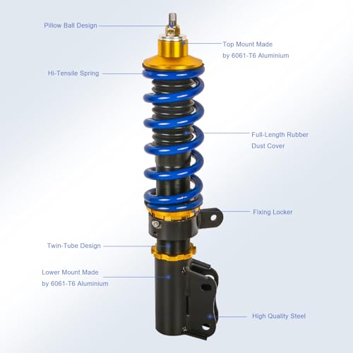 MOSTPLUS Front and Rear Coilover Height Adjustable Struts Compatible with 2008-2016 Mitsubishi Lancer Ralliart CY2A CZ4A Suspensions Coil Spring Shocks(Set of 4) - size: 2008-2016 Mitsubishi Lancer