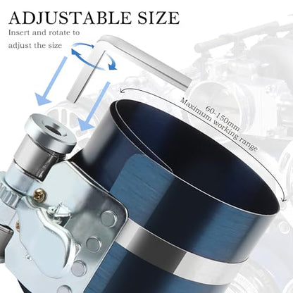 Car Engine Piston Ring Compressor Tool for 60-150mm,Piston Ring Compressor Kit with Piston Ring Pliers Install&Remove Piston Ring,Ring Compressor with Adjustable Screw