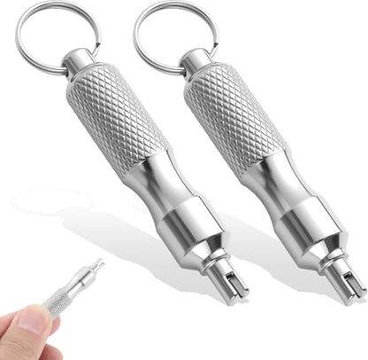 2 Pcs Valve Core Removal Tool Keychain, Stainless Steel
