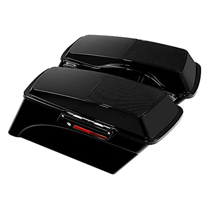 TCMT Hard Saddlebags 6X9" Speaker Lids & Liners Carpet Insert + LED Rear Fender Fit For Harley Touring Road King Electra Glide Street Glide Road Glide Ultra Classic 2009-2013 - color: Rear Fender Smoke Lens, size: Hard Saddlebags 6x9" Lids(Black Latches)