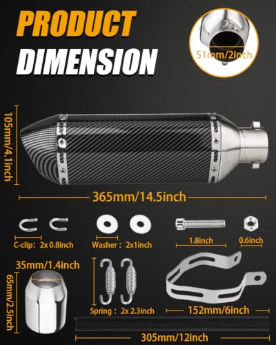 Motorcycle Slip-On Muffler 1.5-2" 38-51mm w/DB Killer - color: Carbon Fiber Pattern
