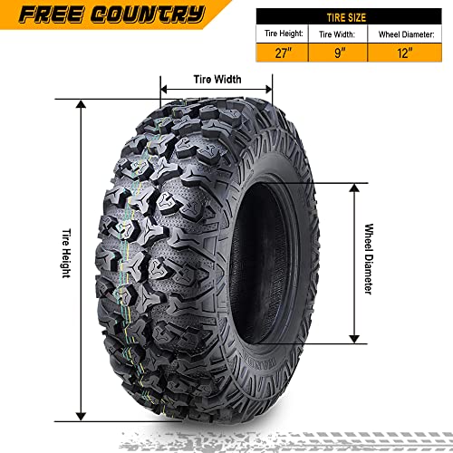 Free Country Set 2 Premium ATV/UTV Tires 27x9-12 27x9x12 8PR w/Scuff Guard - size: 27X9-12