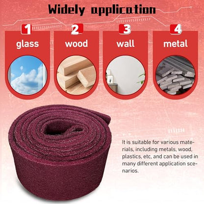 7447 Maroon Scuff Pads - 5 lnches x 8Feet Premium Surface Prep Pad for Autobody, Woodworking, Paint Primer, ScuffingSanding & Scouring - size: 5 Inches*8 Feet