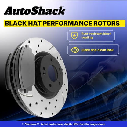 AutoShack Front & Rear E-Coated Rotors & Premium Pads for Chrysler 300 2023 - style: ShadowGuard & Premium Pad