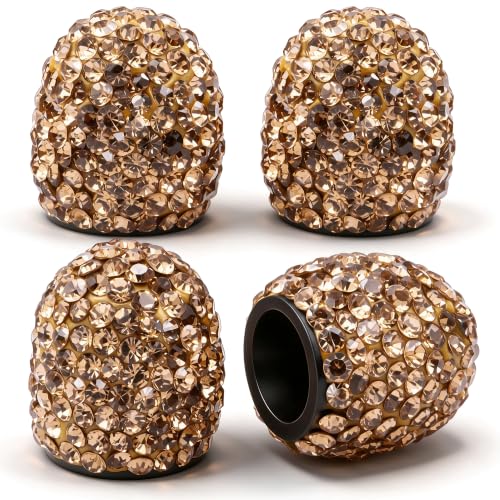 4PCS Bling Crystal Diamond Tire Stem Valve Caps, Dustproof Car Wheel Tire Valve Caps Universal Tire Valve Stem Covers for Cars, SUV, Trucks, Bikes, Motorcycles, Bicycles (Yellow) - color: Yellow, size: 4 pcs