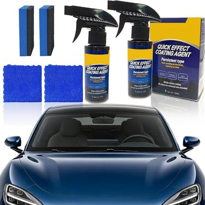 2Pack Quick Effect Coating Agent for Car, Quick Effect Coating Agent,Waterless Wash & Polish,Car Coating Spray for Shine & Protection,Quick Acting Paint Protection & Glass Cleaner(120ml+Brush+Towel)*2 - color: 2 Pack: Quick Effect Coating Agent