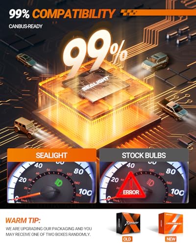 SEALIGHT H11 Light Bulbs, H8/H9 /H16 Bulbs, 50,000LM High Power 8×Brighteness for ATVs & Powersports, 99% Compatibility, 10 Years Lifespan, Plug and Play, Pack of 2 - size: H11/H9/H8