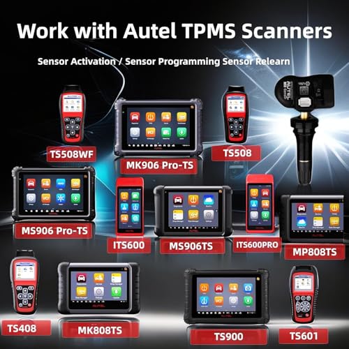 Autel TPMS Sensors, 2in1 MX-Sensor 315Mhz/433Mhz Tire Pressure Sensor,OE-Level Programmable & Cloneable Wireless TPMS Sensor, by Compatible with TS408 508 608 MS906TS MS906PRO-TS (Rubber Stem 4pcs)