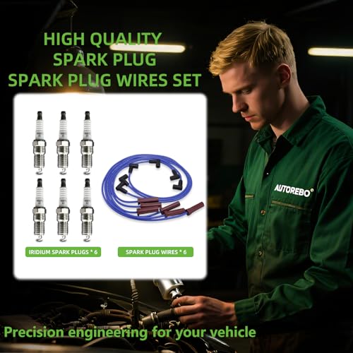 Set of 6 PCS Ignition Spark Plug Wires 671-6063 51031 RC-GMX085 & 6 Iridium Spark Plugs Set Compatible with Buick LaCrosse Lucerne Allure Regal Chevrolet Impala Monte Carlo Pontiac Grand Prix V6 3.8 - size: 51031