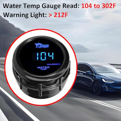Car Water Temperature Gauge 12V Auto Water Temp Gauge Fahrenheit - color: Blue Light Water Temp Fahrenheit