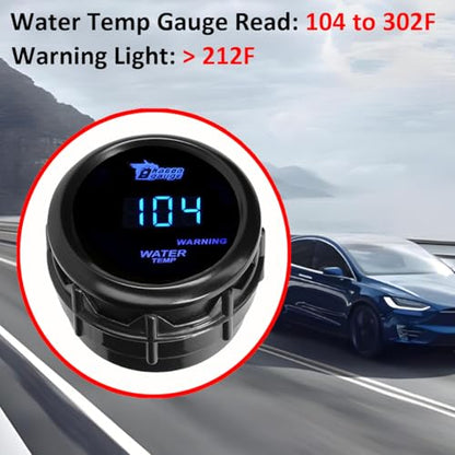 Car Water Temperature Gauge 12V Auto Water Temp Gauge Fahrenheit - color: Blue Light Water Temp Fahrenheit