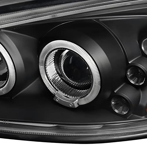 SPEC-D TUNING Black Dual LED Halo Projector Headlights - color: Black Housing Clear Lens