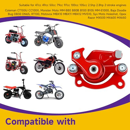 HIAORS Mini Bike Rear Brake Caliper for Coleman CT100U CC100X B100 RB100 Baja DB30 Dirt Bug Motovox MBX10 MBX11 79cc 97cc 99cc 105cc 2.5hp 2.8hp Mega Moto MM-B80 MM-B105 GMB100 Parts Brake Pads Red - color: Red