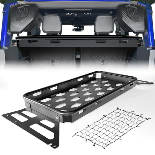 Rear Trunk Cargo Rack Interior Luggage Basket Compatible with 2021 2022 2023 2024 2025 Ford Bronco (Only Fits 4 Doors Hardtop, Excluding Sport), Cargo Carrier Storage Holder Shelf Tray