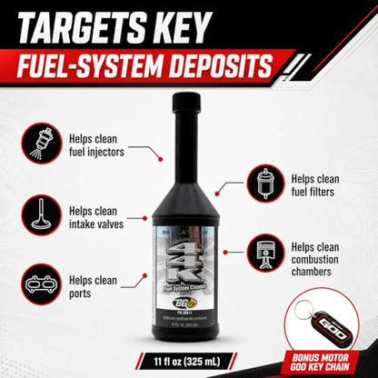 Bundle BG Platinum 44K Fuel System Cleaner, 5 Pack, PN 20811, Five 11 fl oz Bottles, Gasoline Fuel Injector and Fuel System Cleaner, Bonus Key Chain