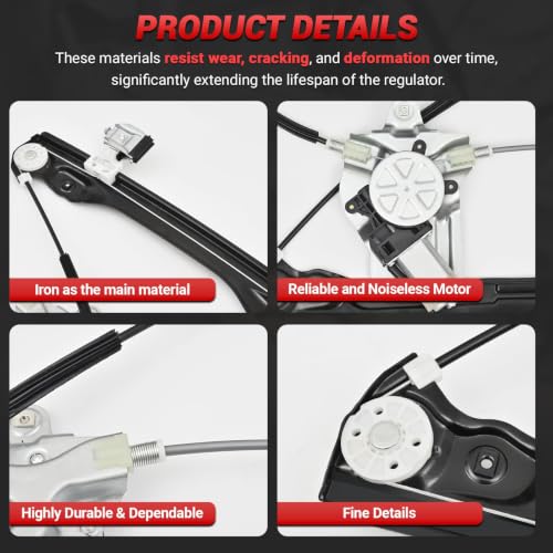 PZ 748-975 Front Right Passenger Side Power Window Regulator with Motor Compatible with Chevy Cruze 2011-2012 (Up to 04/26/2012) 2 Pins Without Anti-Pinch - style: 748-975