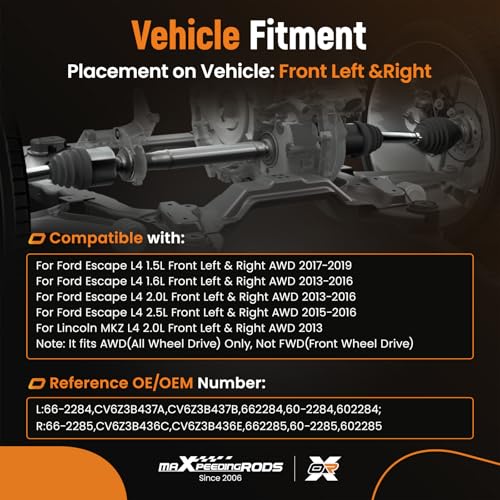 maXpeedingrods Pair Front Left and Right CV Axle Assembly for Ford Escape - size: Front Driver and Passenger Side