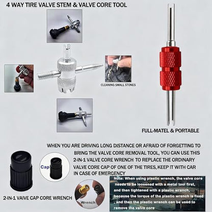Valve Stem & Core Removal Replacement Tool Kit,Without Tire Removal