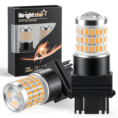 iBrightstar 3157 LED Bulb Amber, 3157a LED Turn Signal Bulbs Super Bright for vehicle Blinker Lights and Turn Signal Lights, 2 Pack - color: Amber, size: 3157
