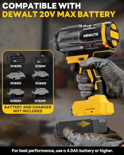 Cordless Impact Wrench for DeWALT 20V MAX Battery,1500Nm (1106 Ft-Lbs) 1/2" Brushless Impact Gun, LED Work Light, 3-Speed High Torque Power Tool for Tire Removal, Rusted Bolts (No Battery)