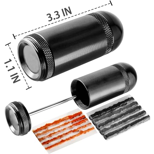 ATEN Tubeless Bike Tire Repair Kit for MTB and Road Bicycle Tires, Fix a Puncture or Flat, Includes Plugger Tool and Plugs - 5 Bacon and 5 Black Strips