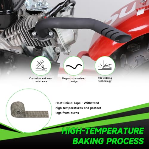 212cc Exhaust Pipe Kit Compatible with Predator 212 196cc 224cc Coleman Mini Bike CT200U CT200U-EX BT200X KT196 Go Kart Baja Warrior GX160 GX200 OHV Clone Engine Parts w/Valve Springs (Black) - color: Black