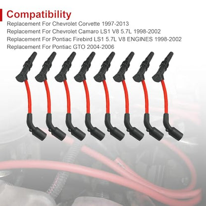 10.5mm Spark Plug Wires Set Replacement for GM LS1 LS2 LS3 Engine