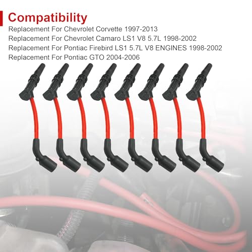 10.5mm Spark Plug Wires Set Replacement for GM LS1 LS2 LS3 Engine