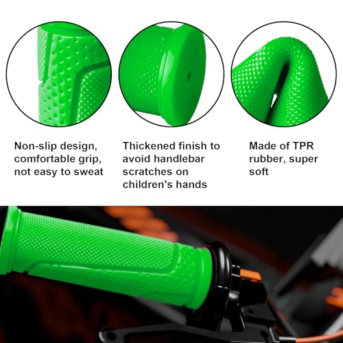 9-Color Kids Bike Handlebar Grips - Non-Slip TPR Bicycle Grips for Mini Bikes & Micro Scooters (22.2mm, 90mm) - color: Green